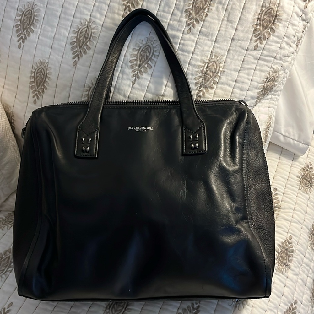 Olivia Harris black leather  Satchel